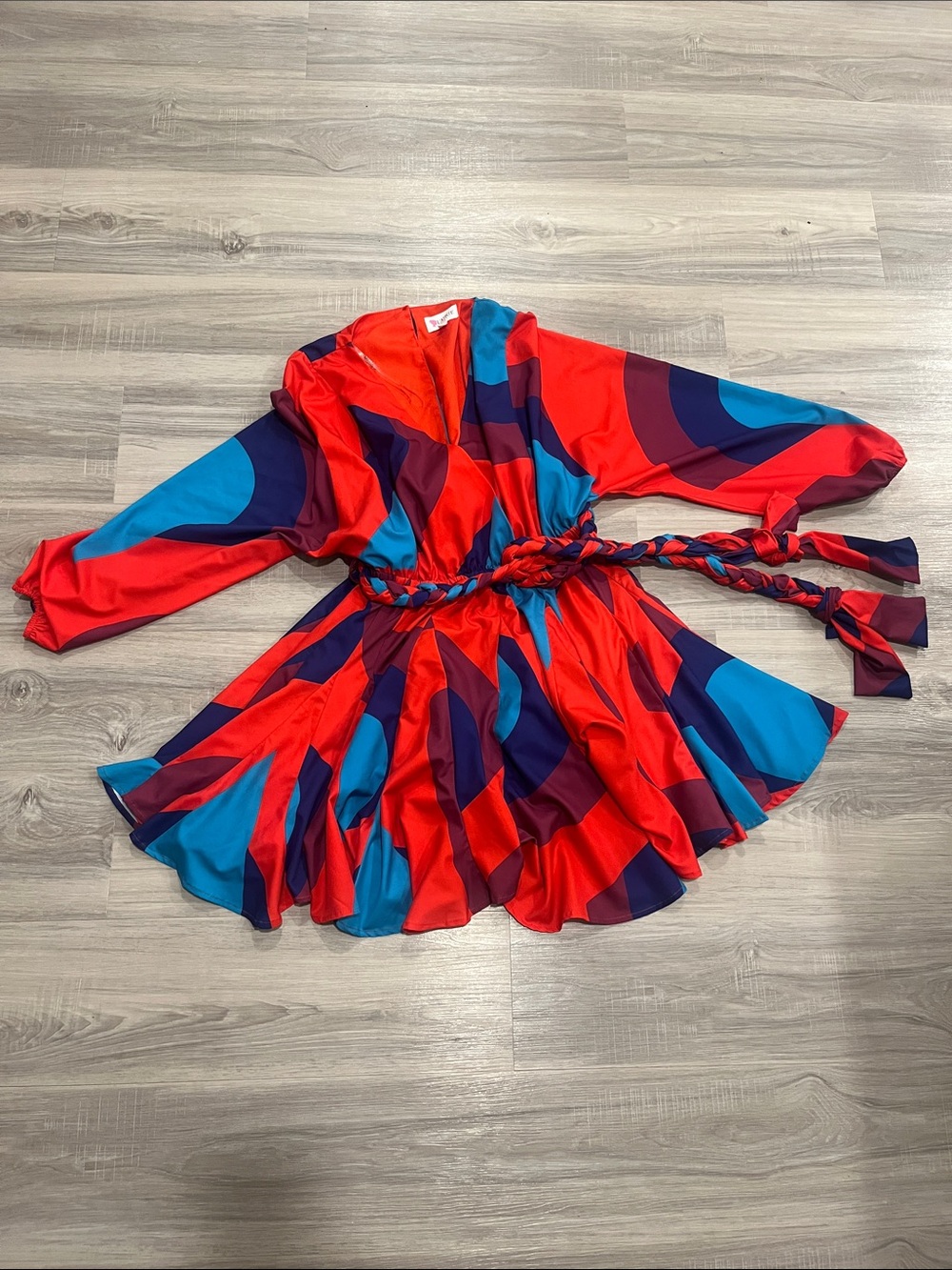 L'ATISTE Red and Blue Colorblock Dress
